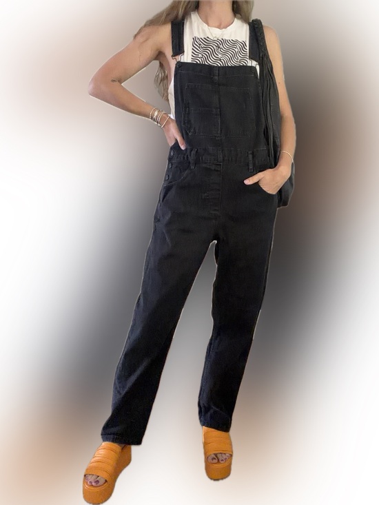 Free People Denim - Free People Black Denim Overalls with Straight Leg